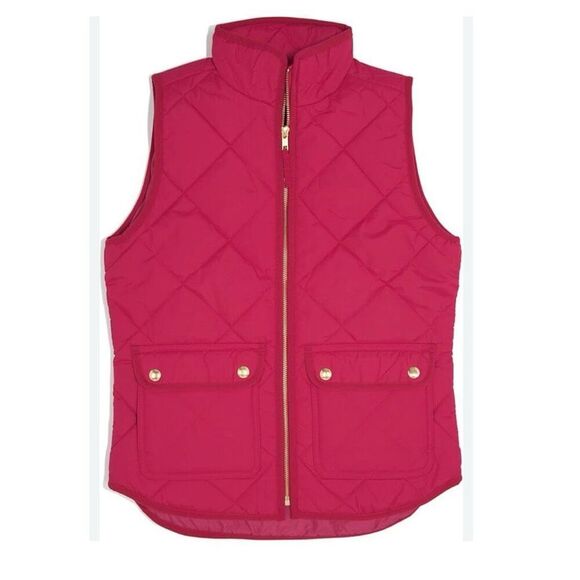 J.Crew Women's Quilted Puffer Vest Medium Pink Casual Sleeveless - Picture 2 of 8